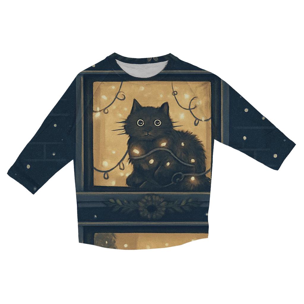 Christmas Cats Window Parade trendy 3/4 sleeve tops