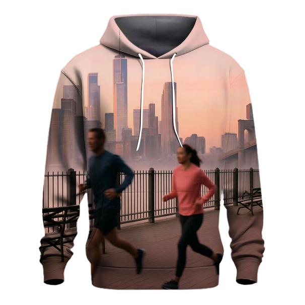 Early Morning Joggers On Brooklyn Heights Promenade zip-up hoodies