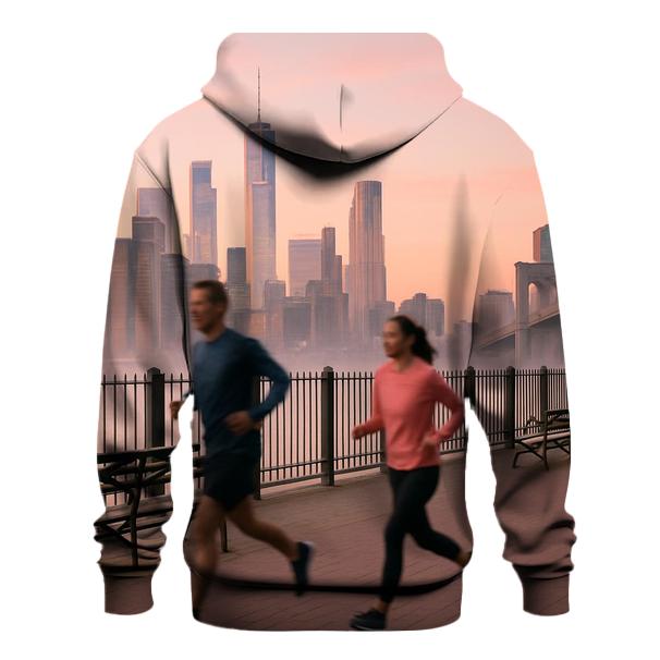 Early Morning Joggers On Brooklyn Heights Promenade zip-up hoodies