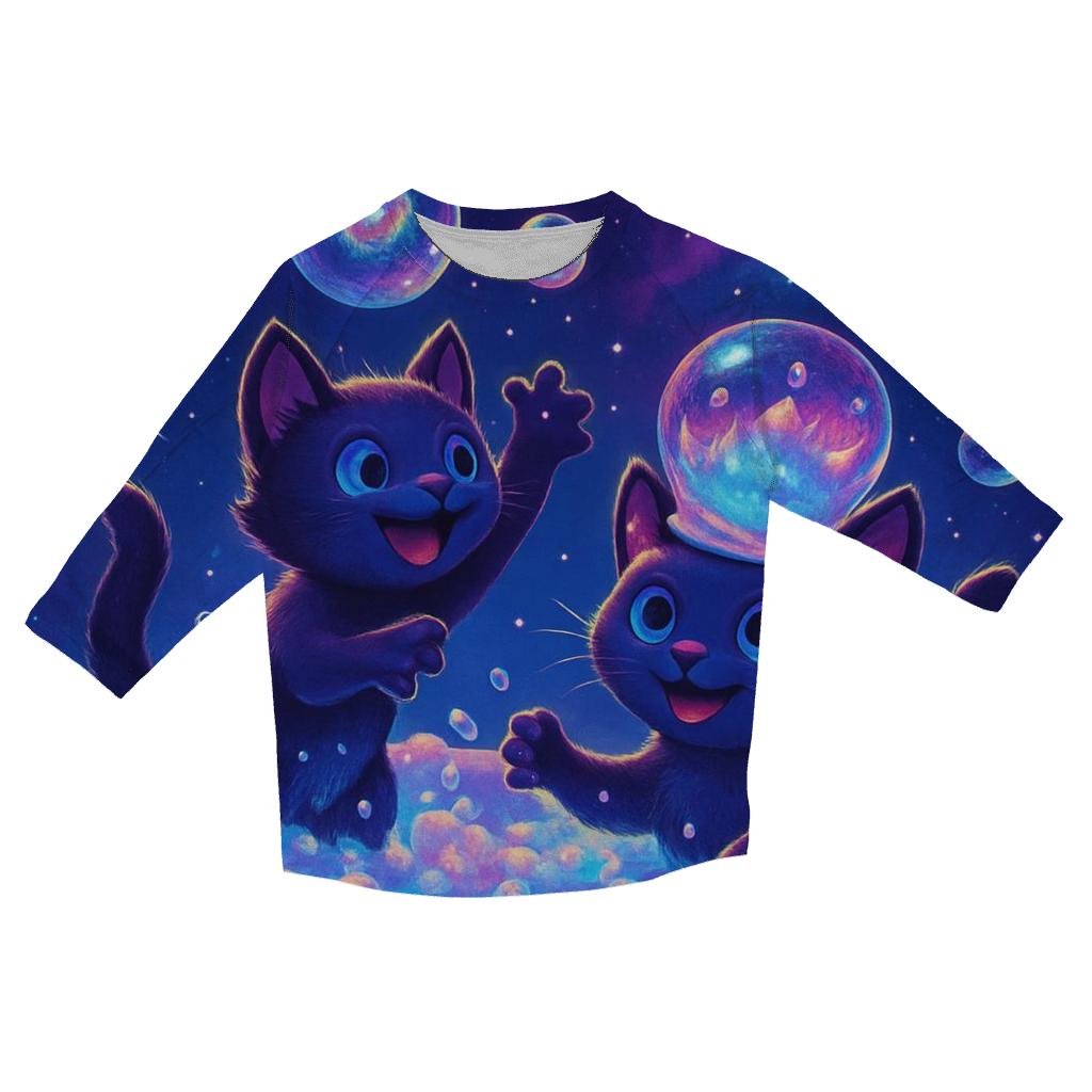 Bubble Galaxy Bath Kittens trendy 3/4 sleeve tops