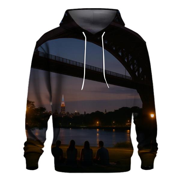 Astoria Park Night Picnic With Distant Midtown Glow premium hoodies