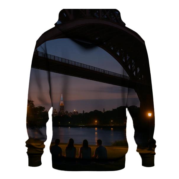 Astoria Park Night Picnic With Distant Midtown Glow premium hoodies