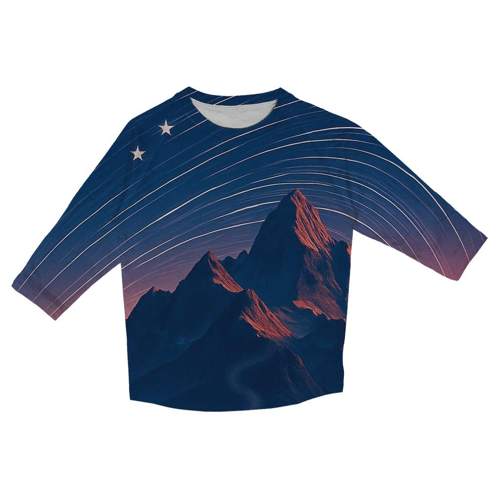Mountain Dawn Star Trail Flag stylish quarter sleeve tops