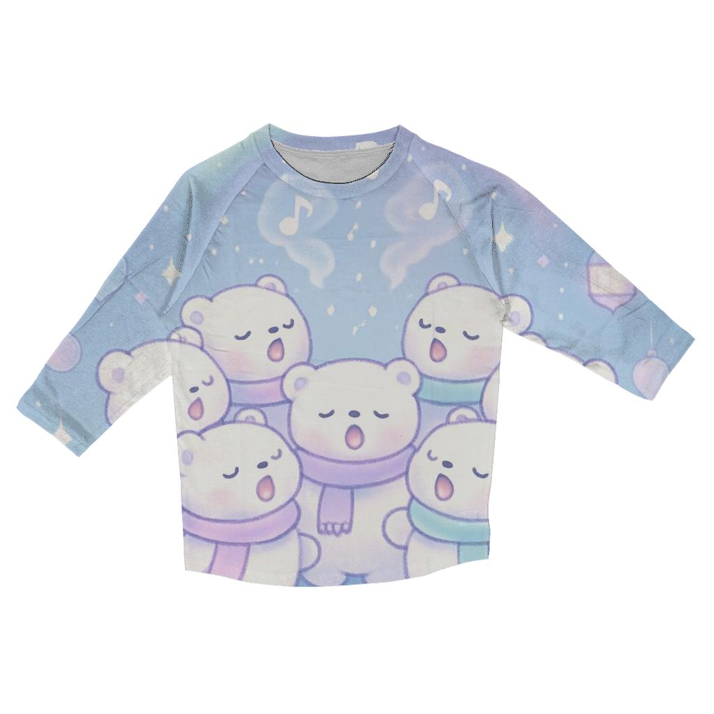 Polar Bear Caroling Choir stylish quarter sleeve tops