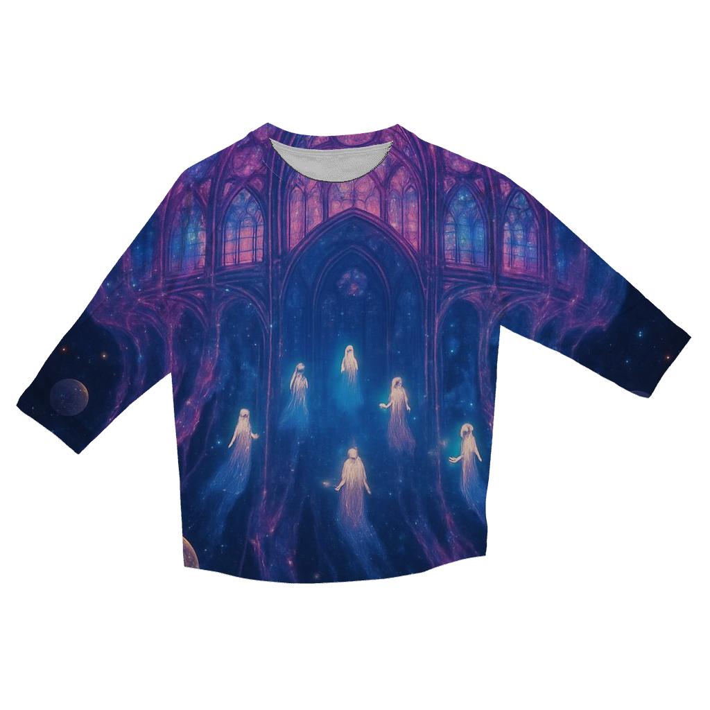 Orbiting Jellyfish Cathedral fashion 3/4 sleeve shirts