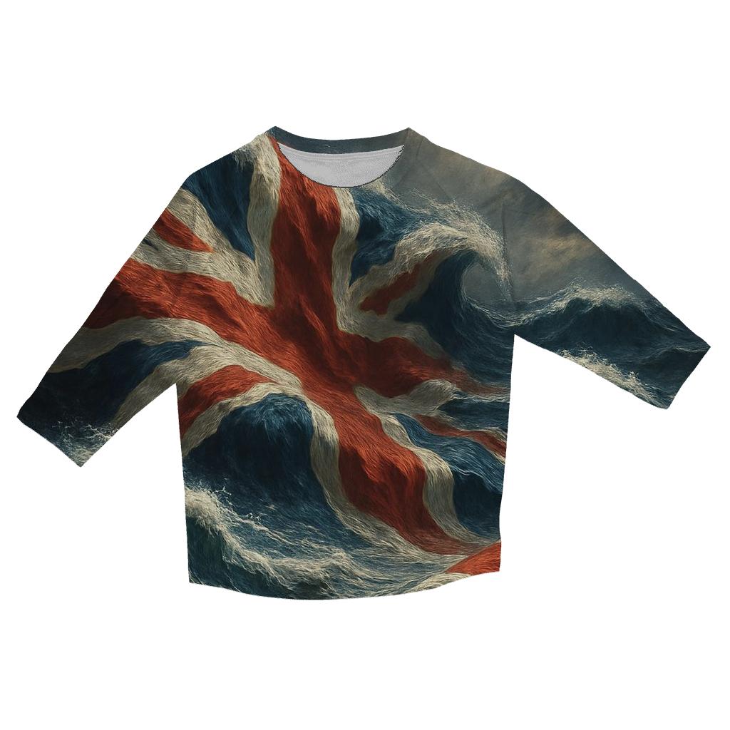 Ocean Waves Of The Union Jack fashion 3/4 sleeve shirts