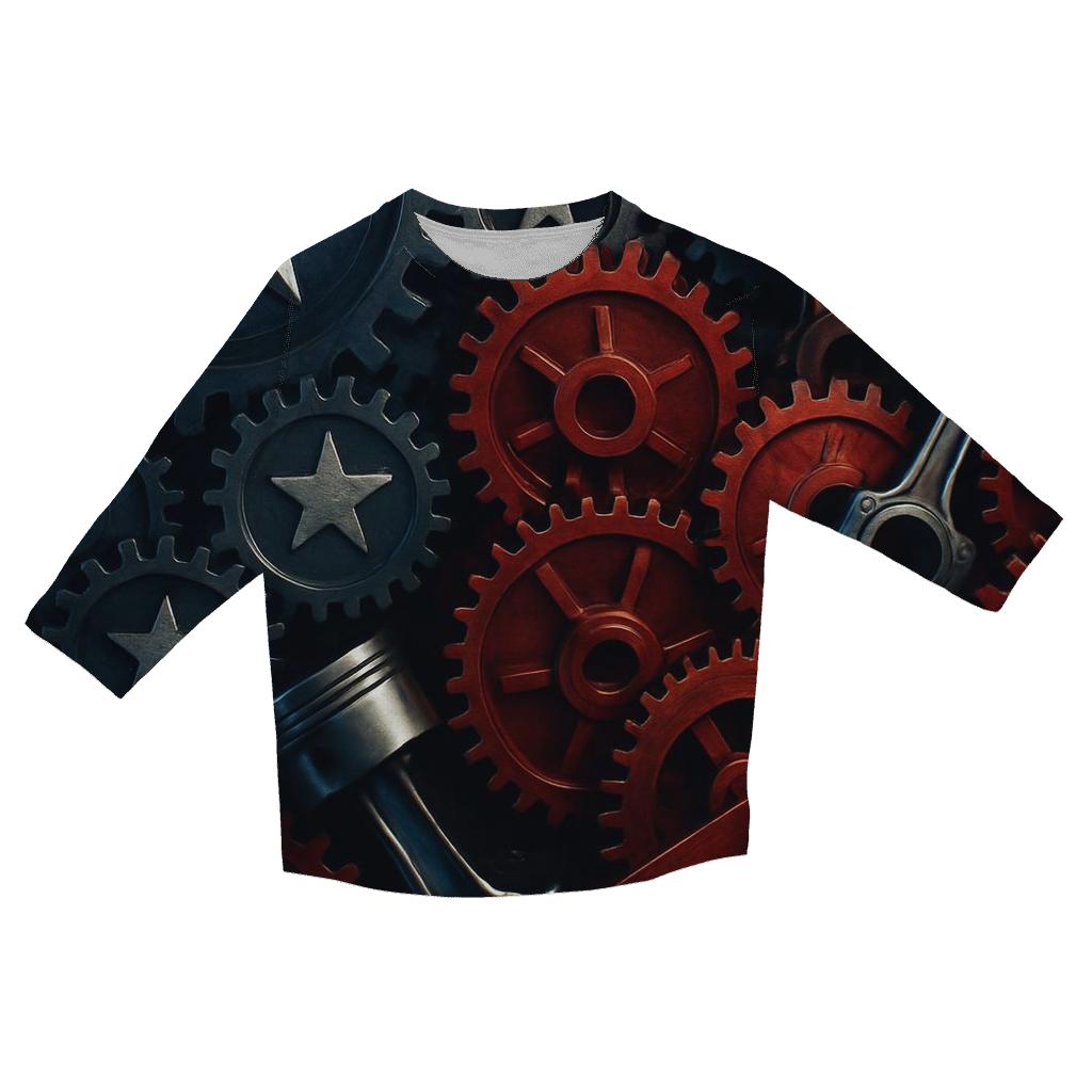 Mechanical Gears Of The Flag designer 3/4 sleeve blouses