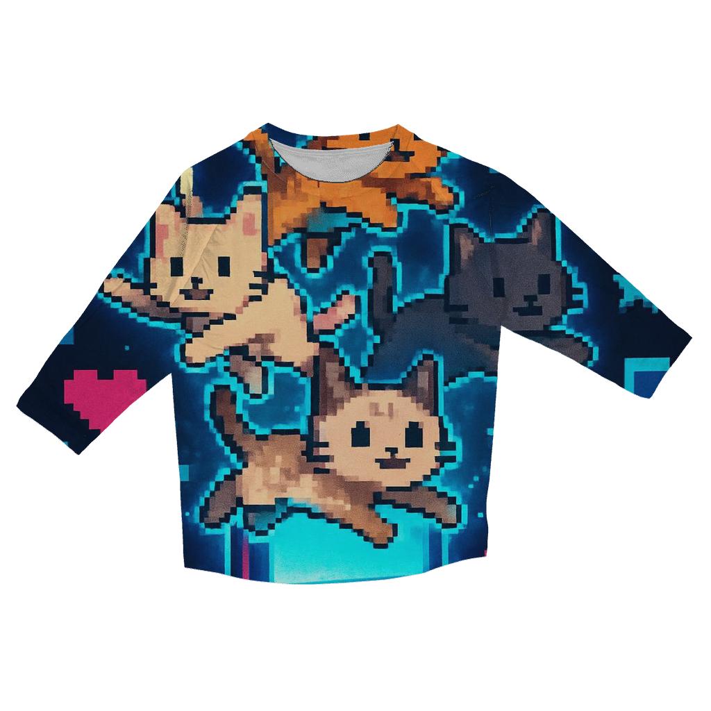 Retro Arcade Pixel Cat Squad custom 3/4 sleeve shirts