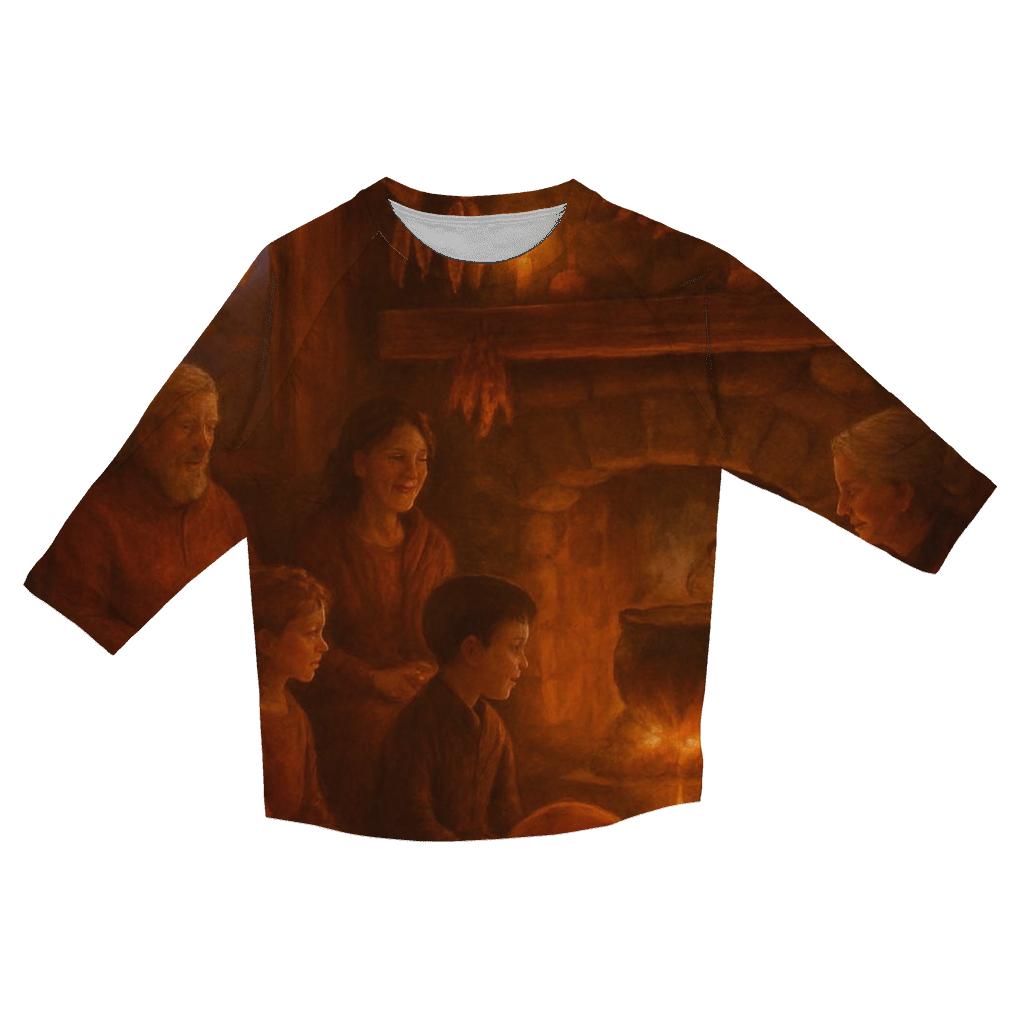 Autumn Hearthside Gathering printed three quarter sleeve shirts