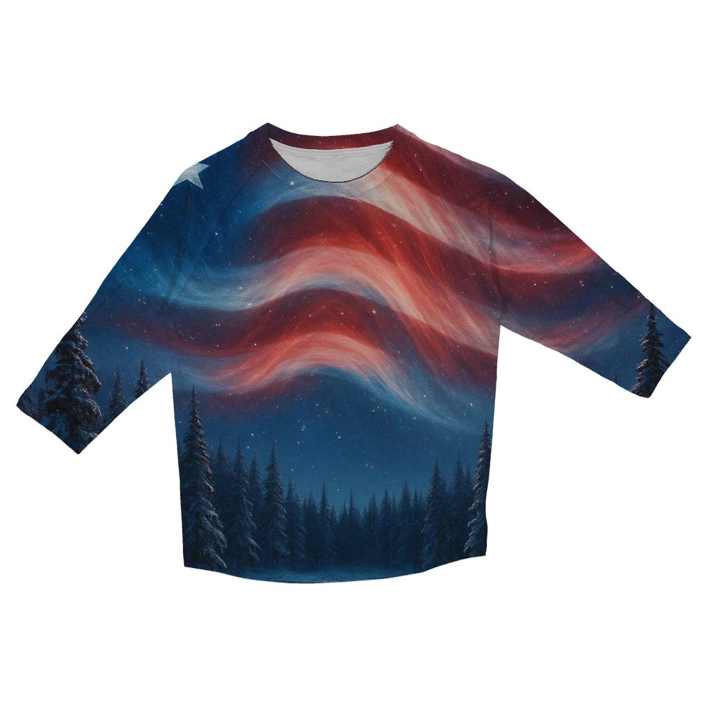 Aurora Borealis Flag Veil casual three quarter sleeve shirts
