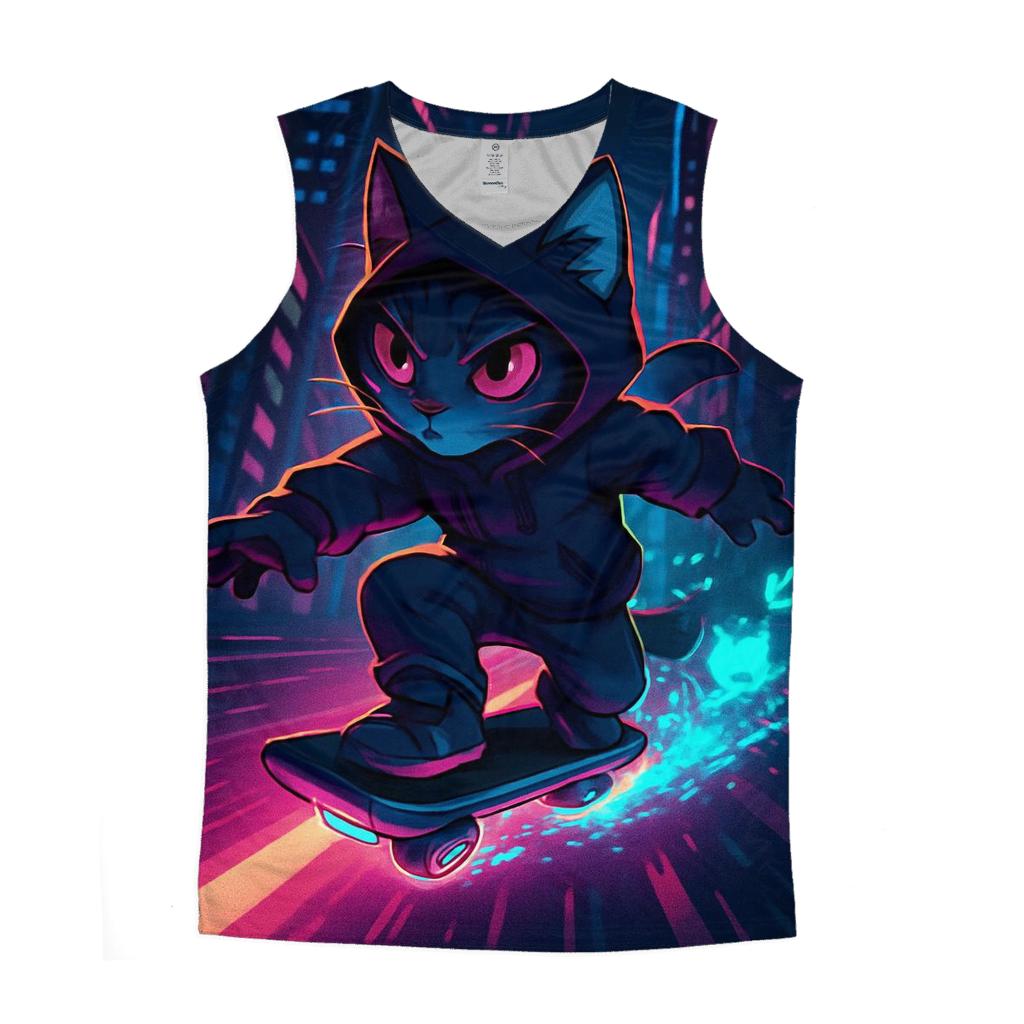 Cyber Skater Neon Cat stylish racerback tanks