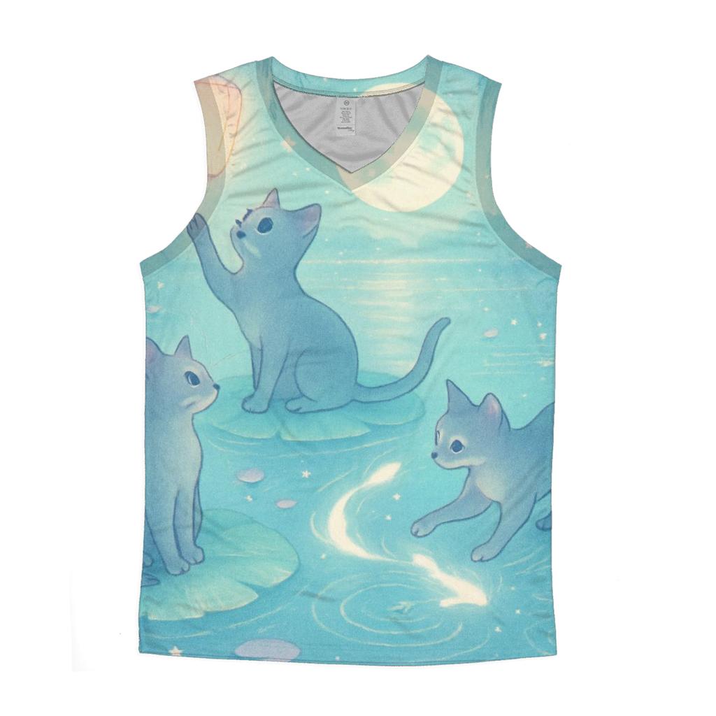 Moonlit Lotus Pond Kittens designer workout tanks