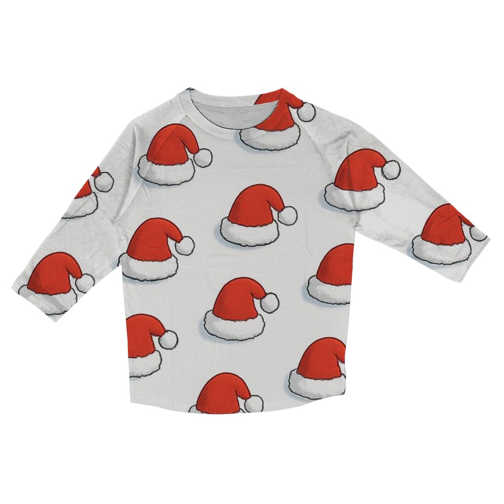 Santa Hat Polka Rhythm On Snow White casual three quarter sleeve shirts