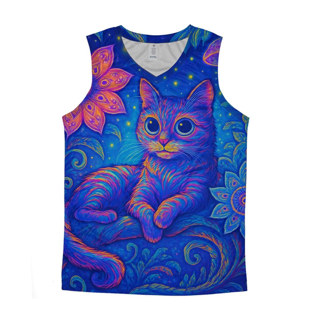 Psychedelic Jungle Mystic Cat graphic print tank tops