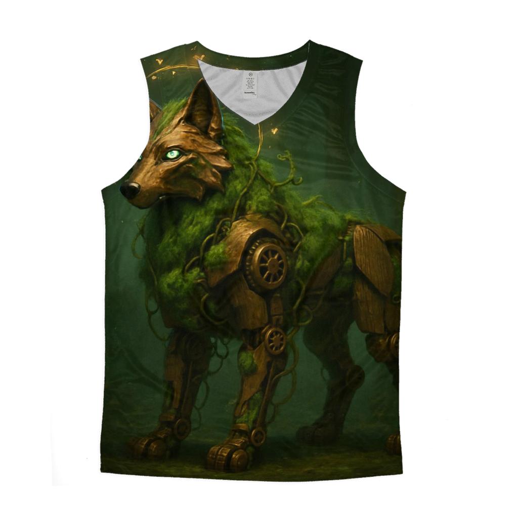 Mechanical Forest Sentinel Wolf casual summer tank tops