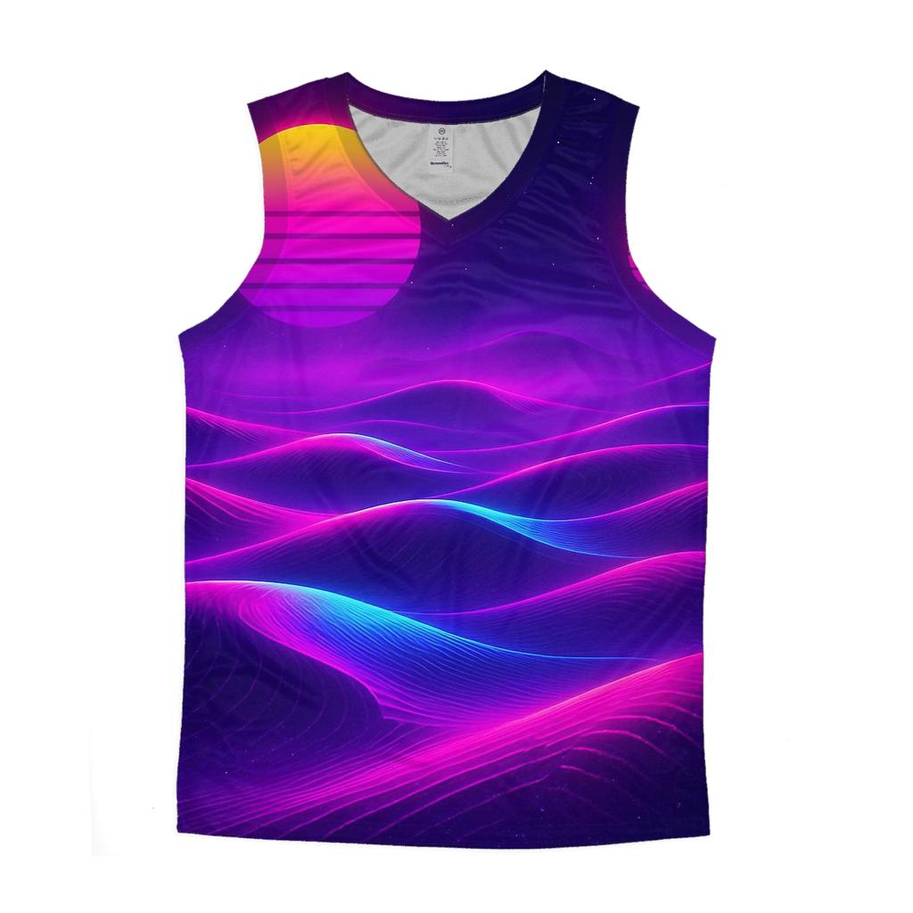 Neon Mirage Gradient Dunes casual summer tank tops