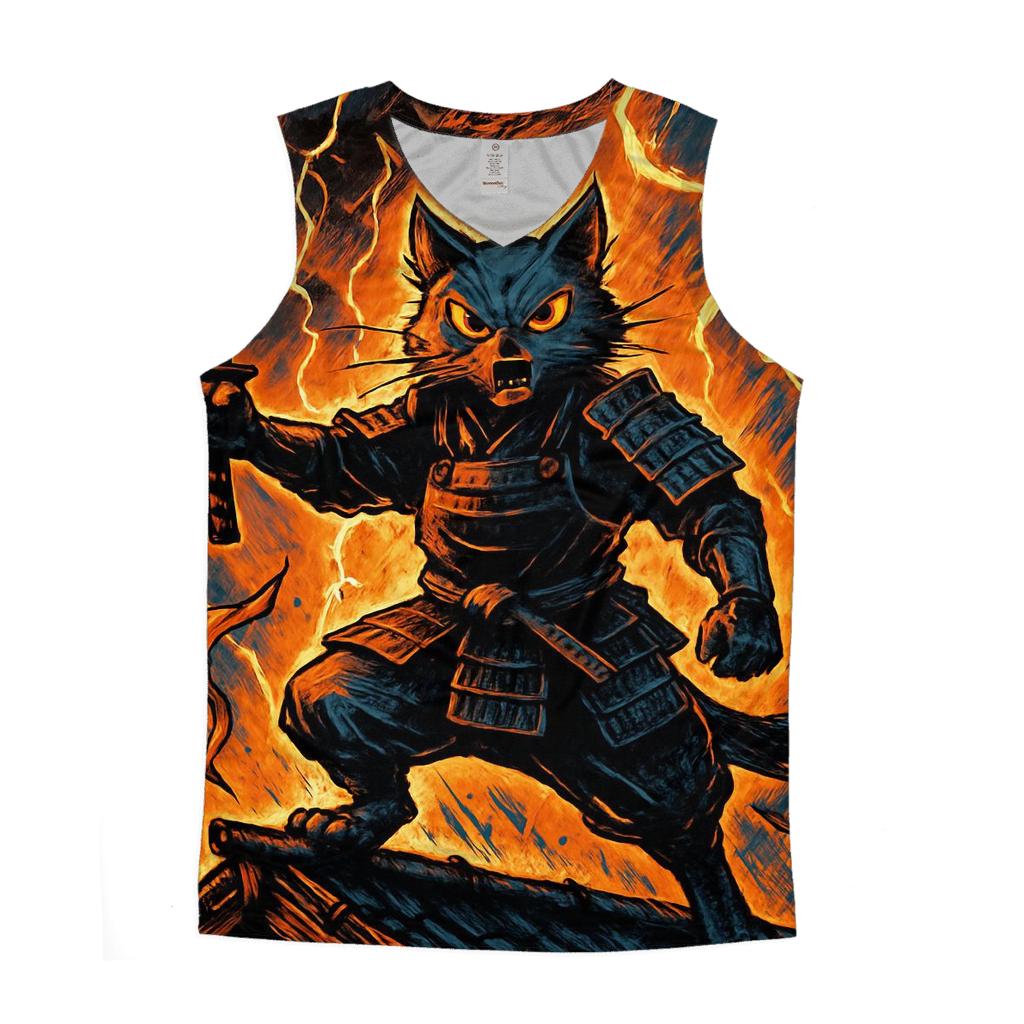 Samurai Stormfront Cat personalized athletic tanks