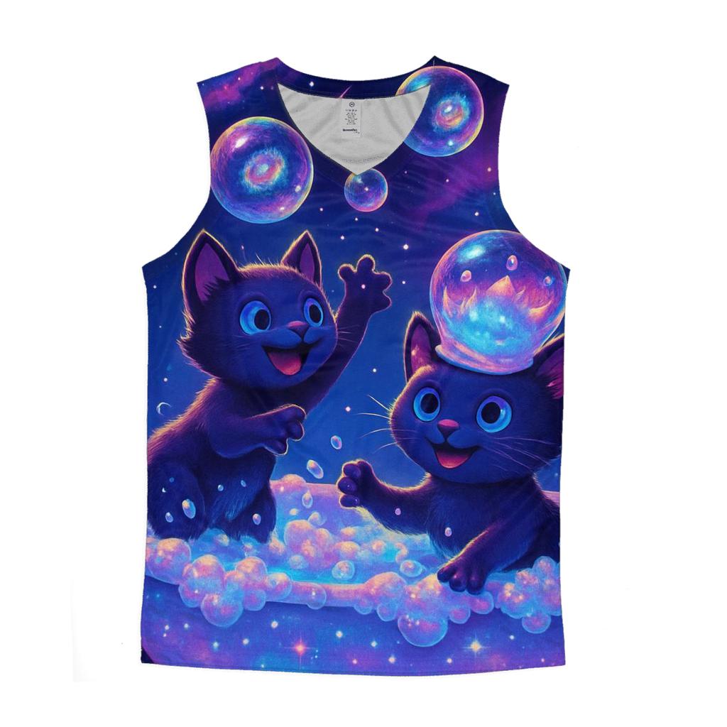 Bubble Galaxy Bath Kittens graphic print tank tops