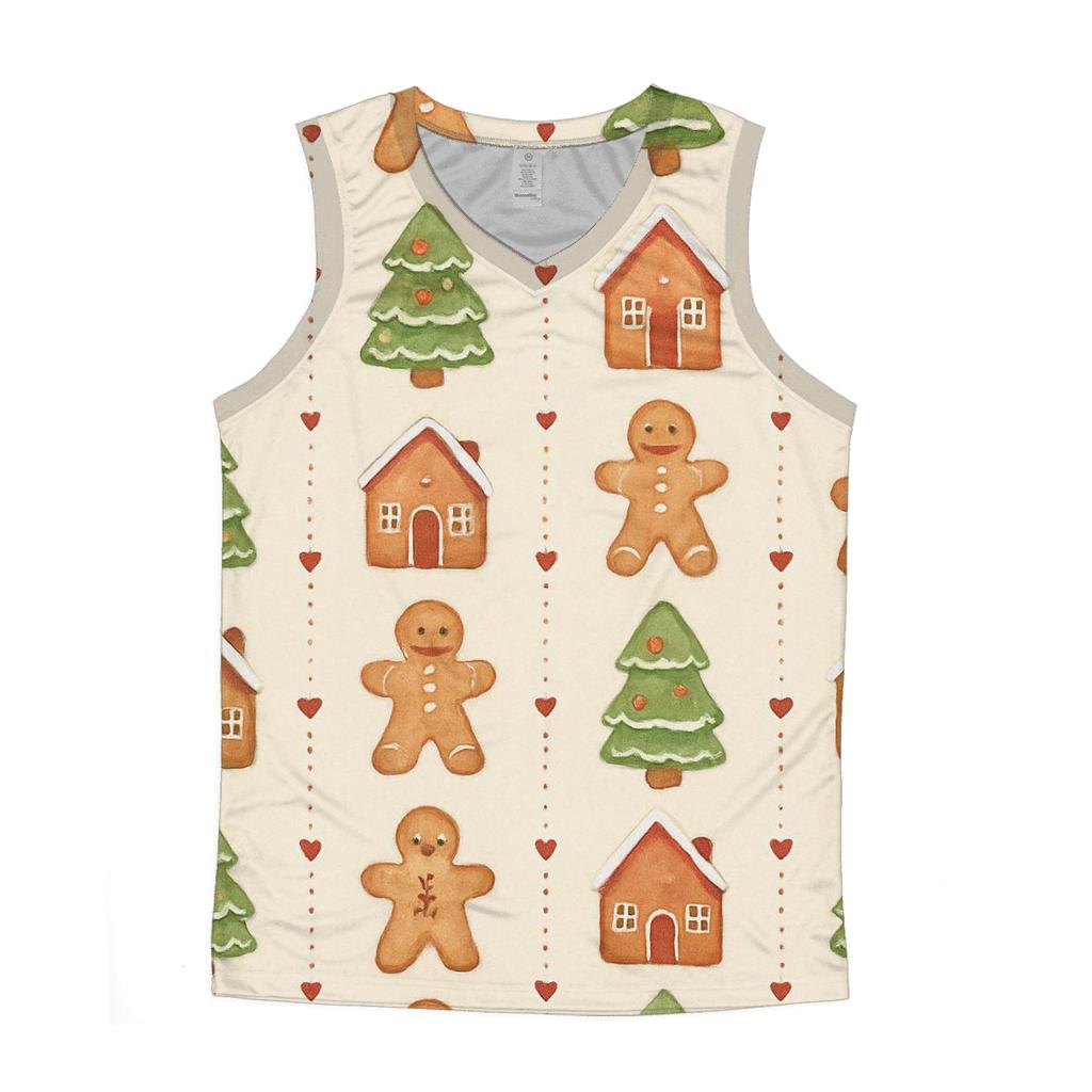 Gingerbread Village Stripe On Cream Canvas casual summer tank tops
