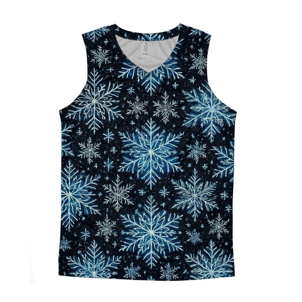 Midnight Snowflake Kaleidoscope On Black designer workout tanks
