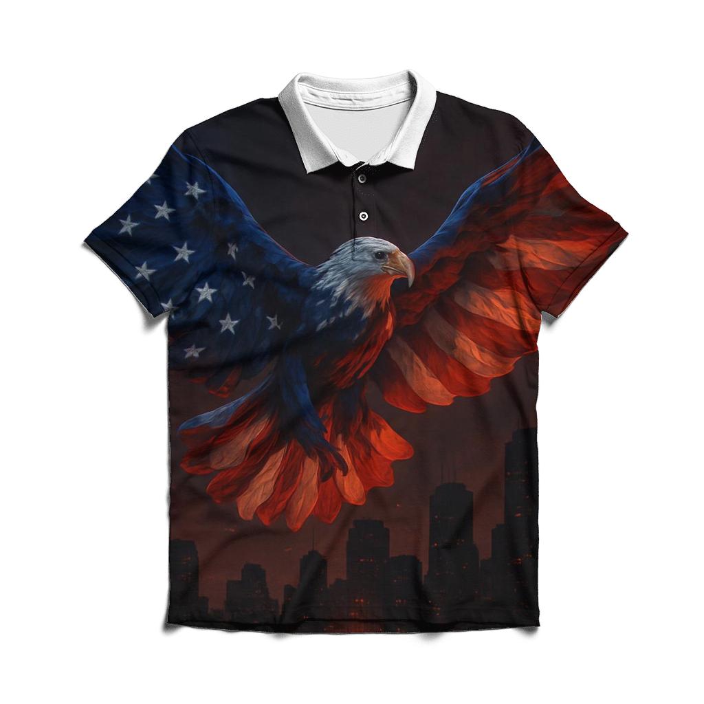 Liberty Flame Sky Flag stylish collar polo tees