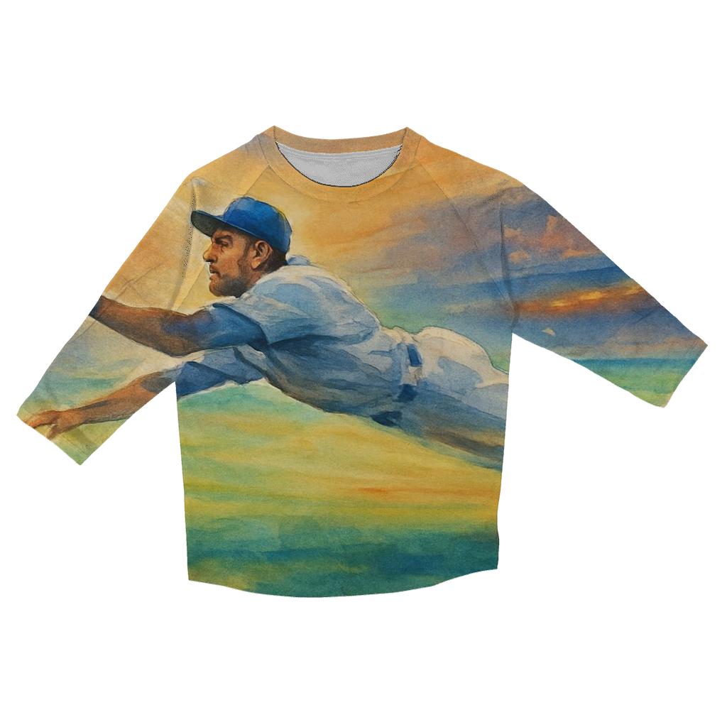 California Sunset Outfield Dive personalized 3/4 sleeve tees