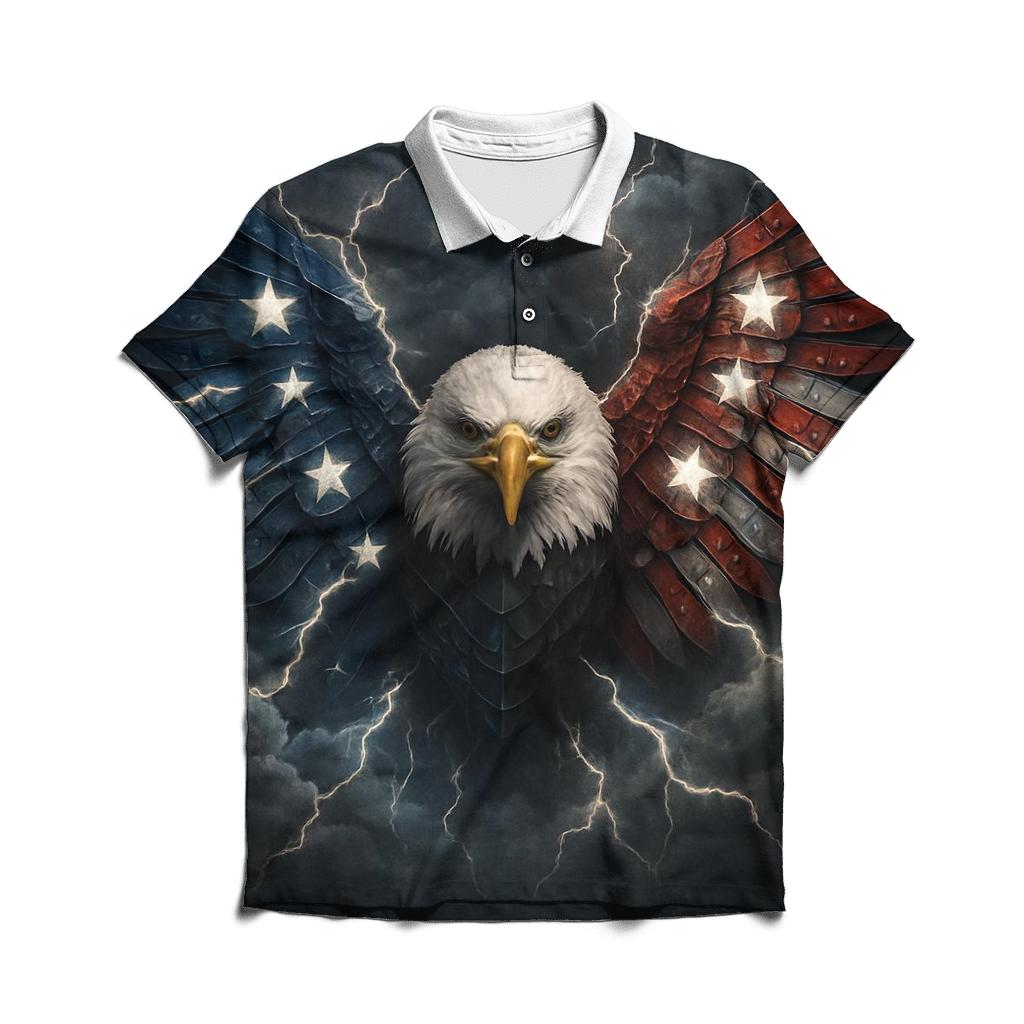 Storm Forged Flag Eagle classic pique polos