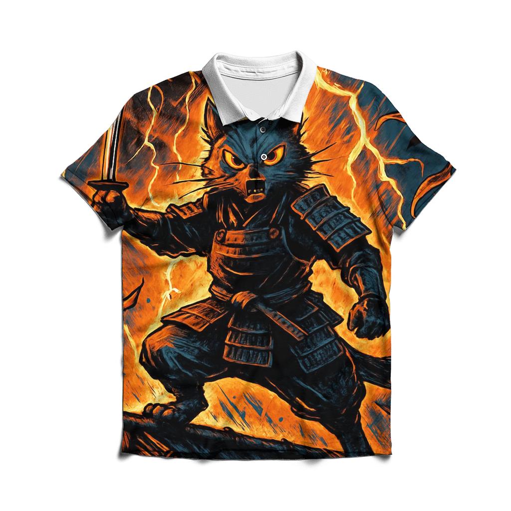 Samurai Stormfront Cat personalized polo shirts