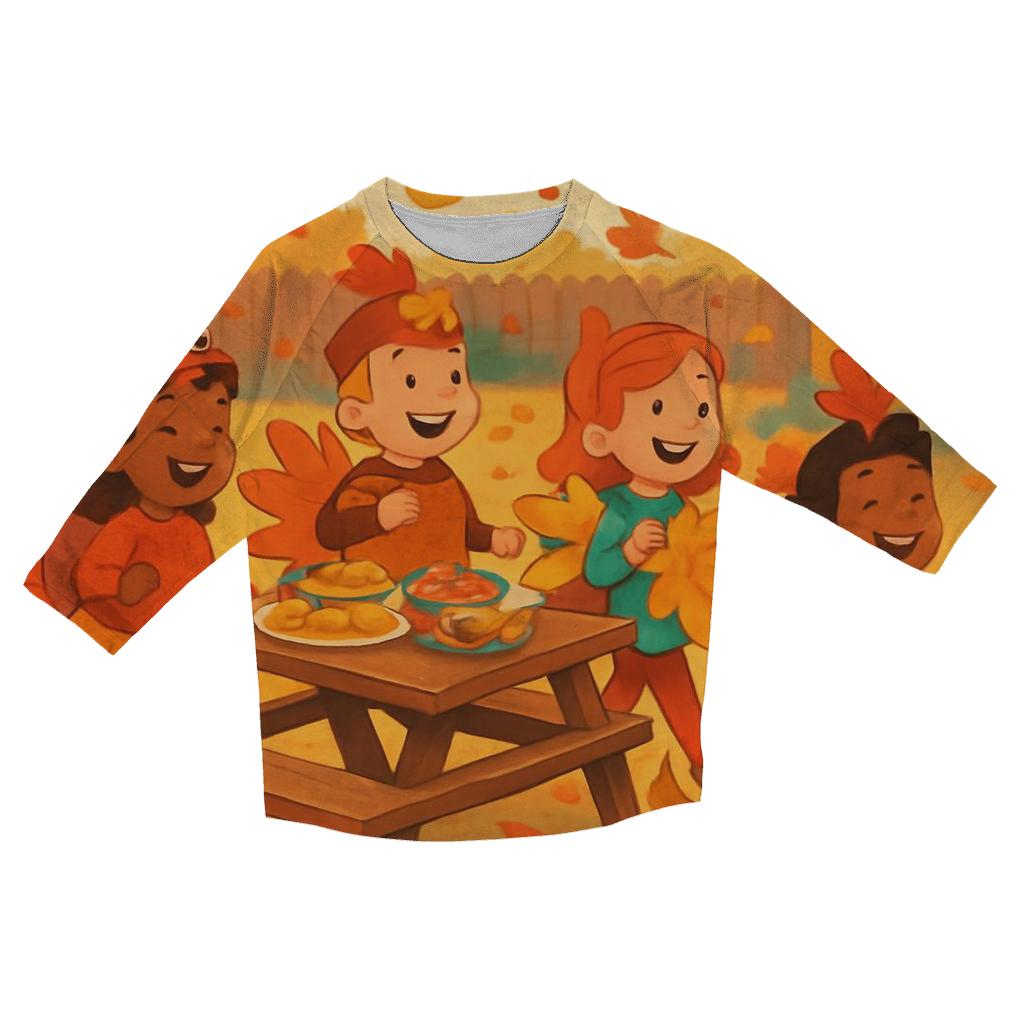 Little Turkeys Backyard Parade personalized 3/4 sleeve tees
