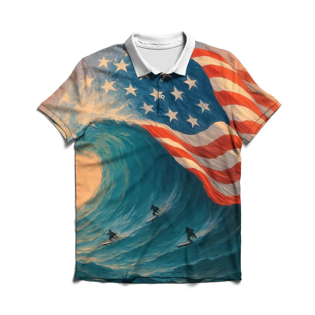 Ocean Waves Of Freedom premium cotton polo shirts