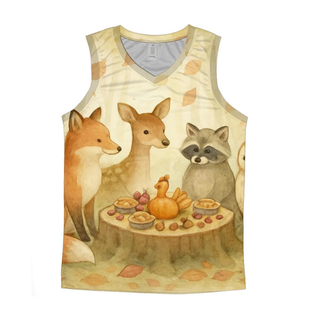 Woodland Harvest Circle graphic print tank tops