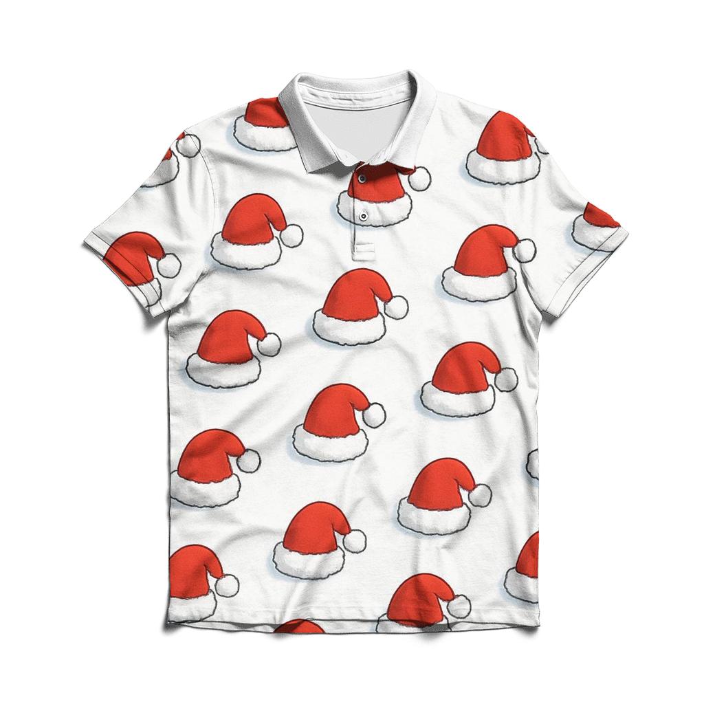 Santa Hat Polka Rhythm On Snow White branded logo polo shirts