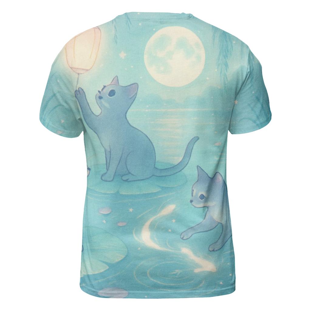 Moonlit Lotus Pond Kittens designer pattern shirts