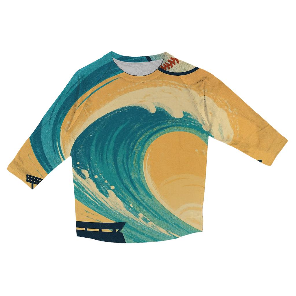 Ocean Wave Home Run Arc designer 3/4 sleeve blouses
