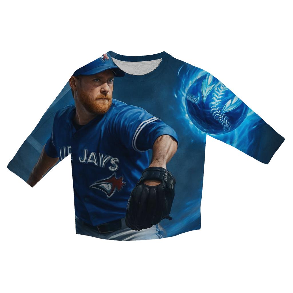 Blue Jays Frostfire Pitch Arc designer 3/4 sleeve blouses