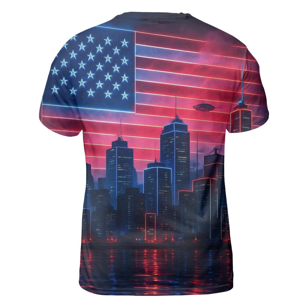 Neon Skyline Stars And Stripes custom all-over print shirts