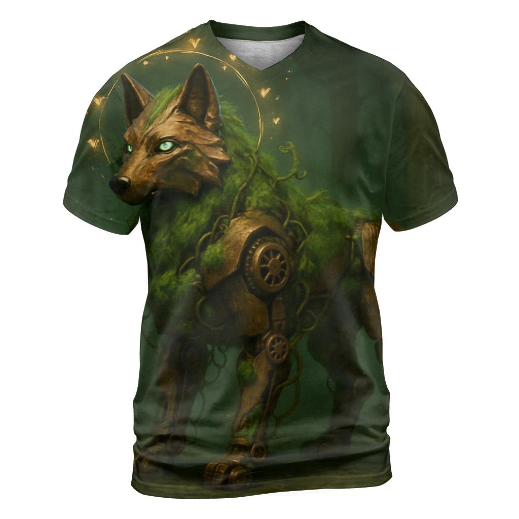 Mechanical Forest Sentinel Wolf creative print fashion shirts
