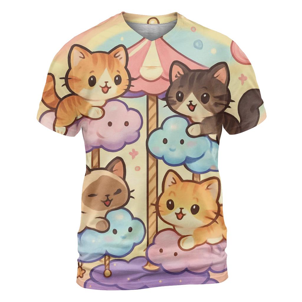 Candy Cloud Carousel Cats personalized full print shirts