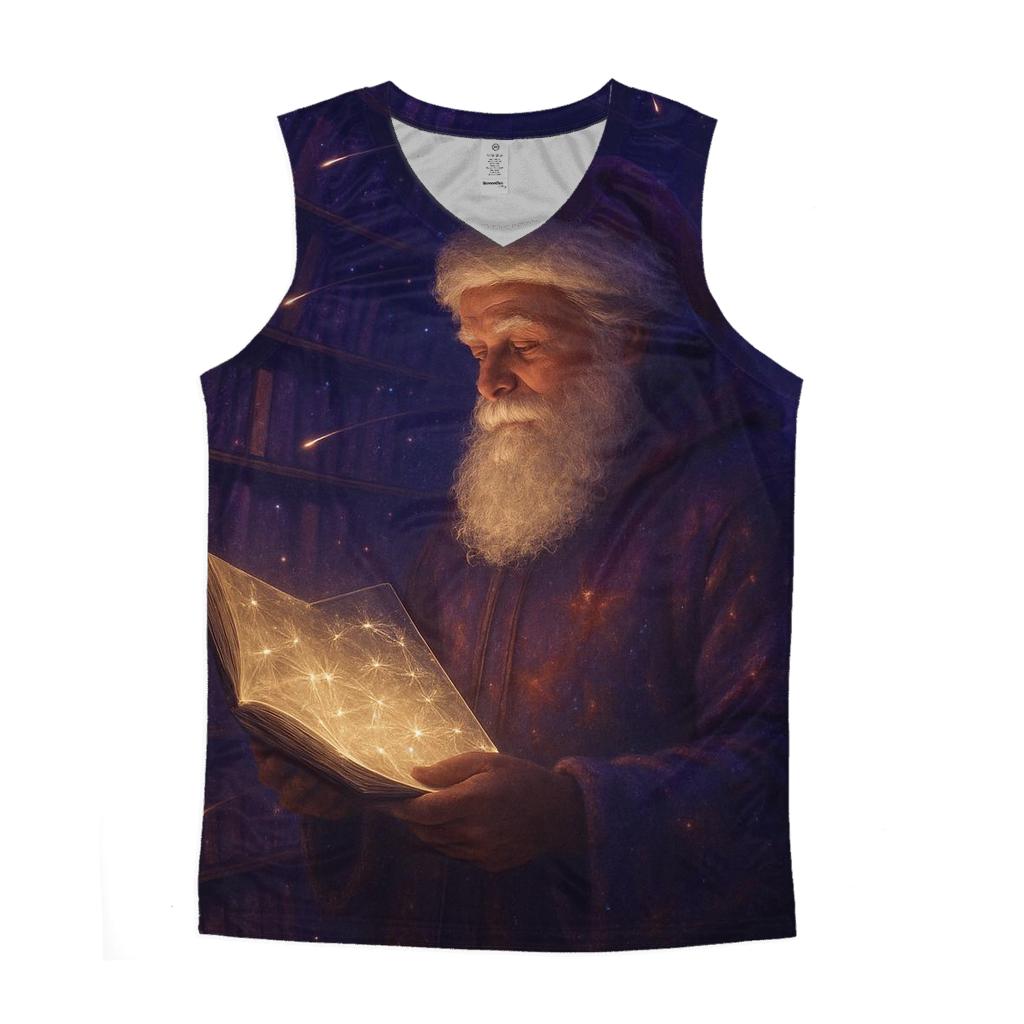 Celestial Library Santa trendy fitted tank tops