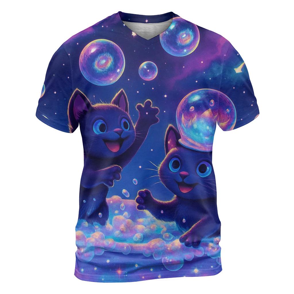 Bubble Galaxy Bath Kittens trendy printed shirt styles