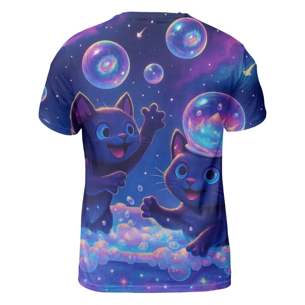 Bubble Galaxy Bath Kittens trendy printed shirt styles
