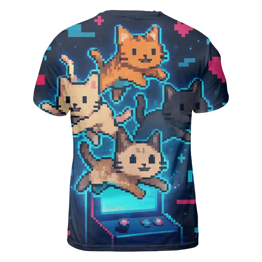 Retro Arcade Pixel Cat Squad designer pattern shirts