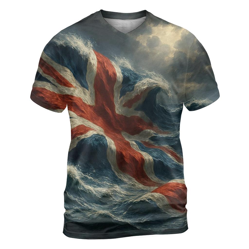 Ocean Waves Of The Union Jack unique graphic print tees