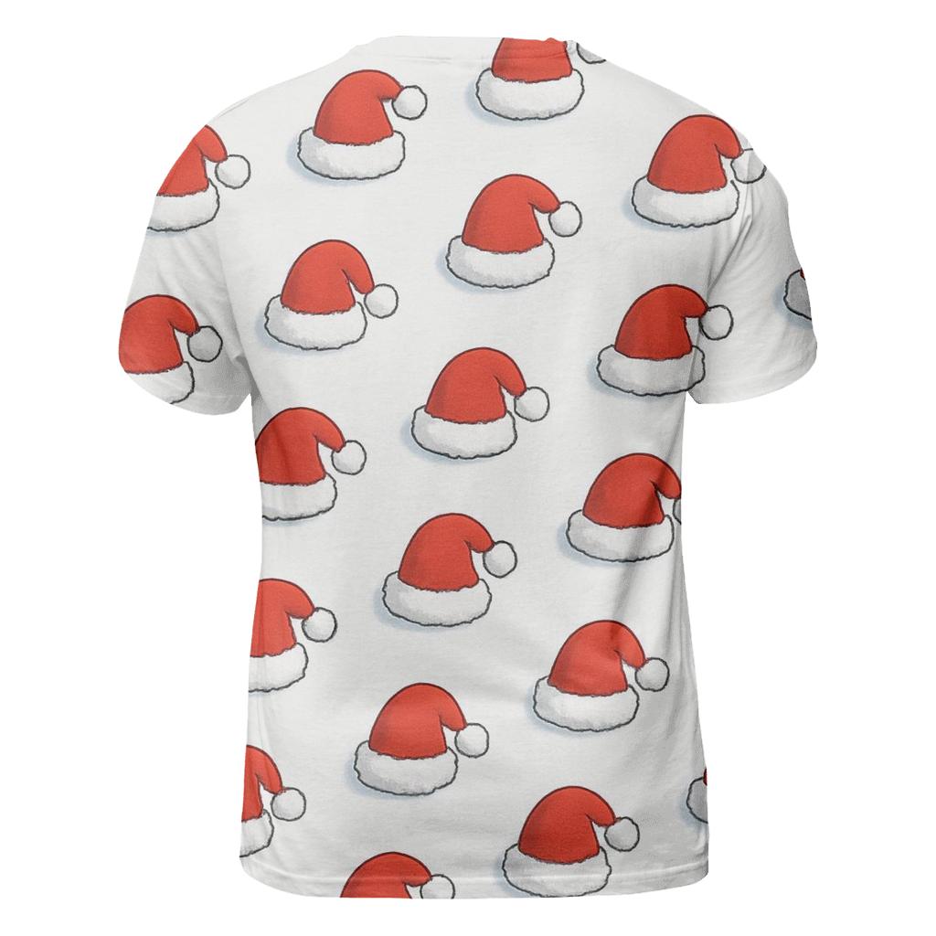 Santa Hat Polka Rhythm On Snow White vibrant all-over design tees