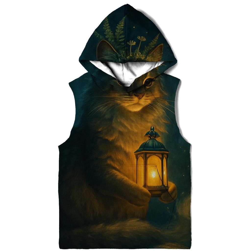 Forest Lantern Guardian Cat graphic hoodies