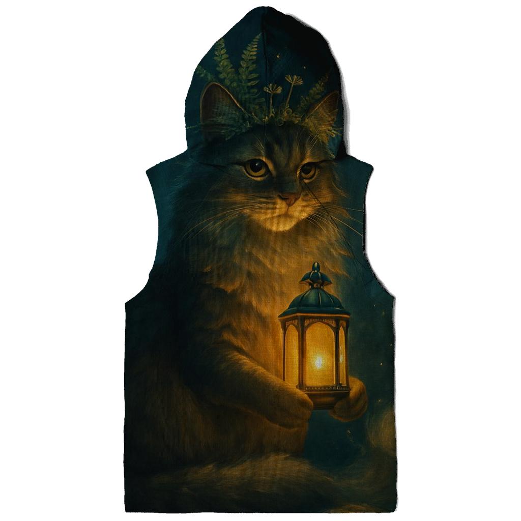 Forest Lantern Guardian Cat graphic hoodies
