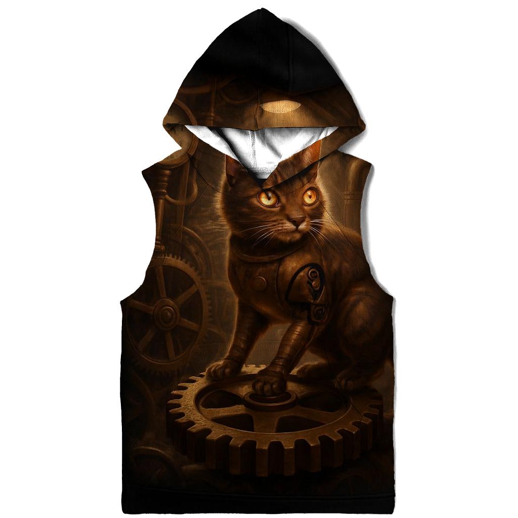 Steampunk Clockwork Cat Engineer lightweight hoodies