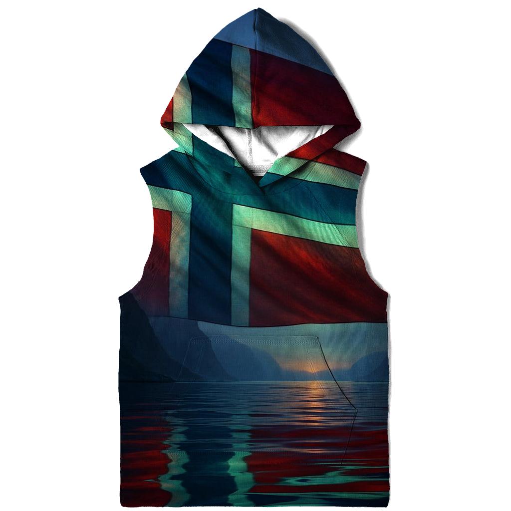 Nordic Lights Over Fjord Flag hoodies fashion