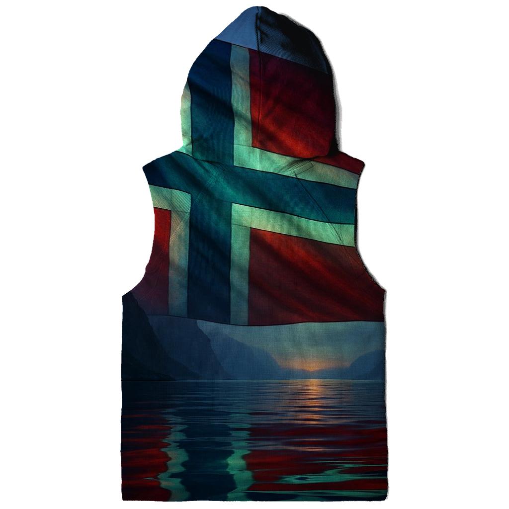 Nordic Lights Over Fjord Flag hoodies fashion