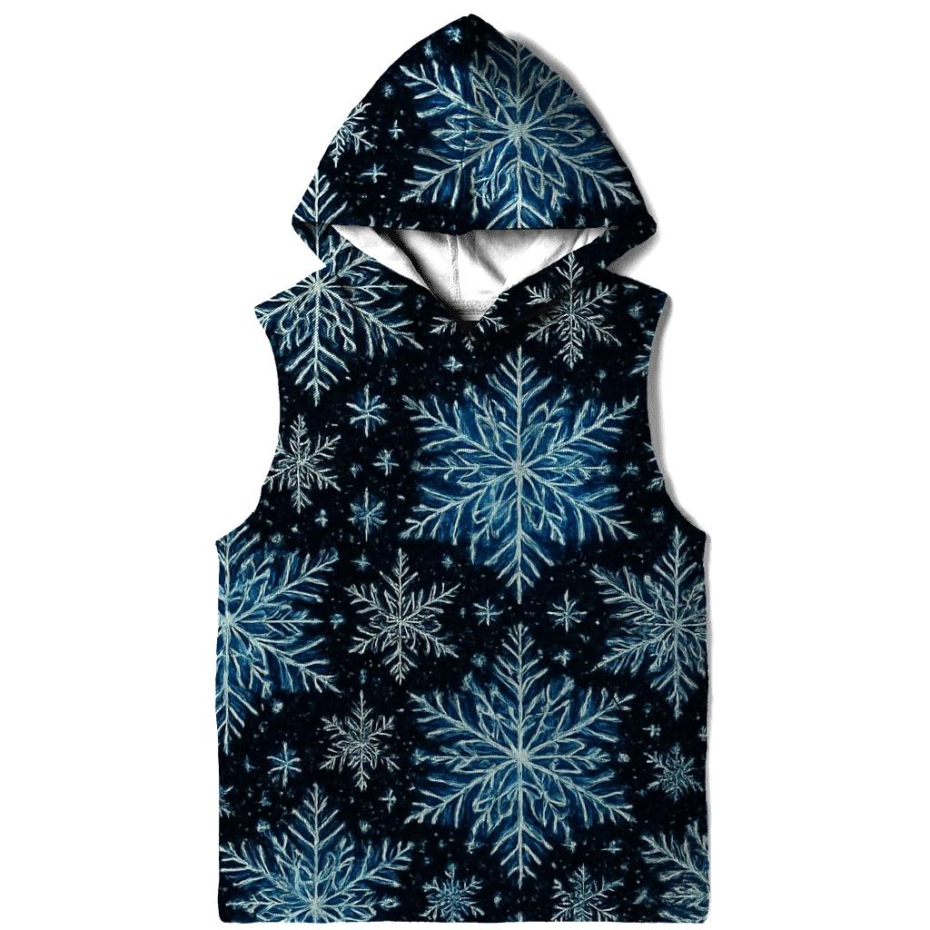 Midnight Snowflake Kaleidoscope On Black embroidered hoodies